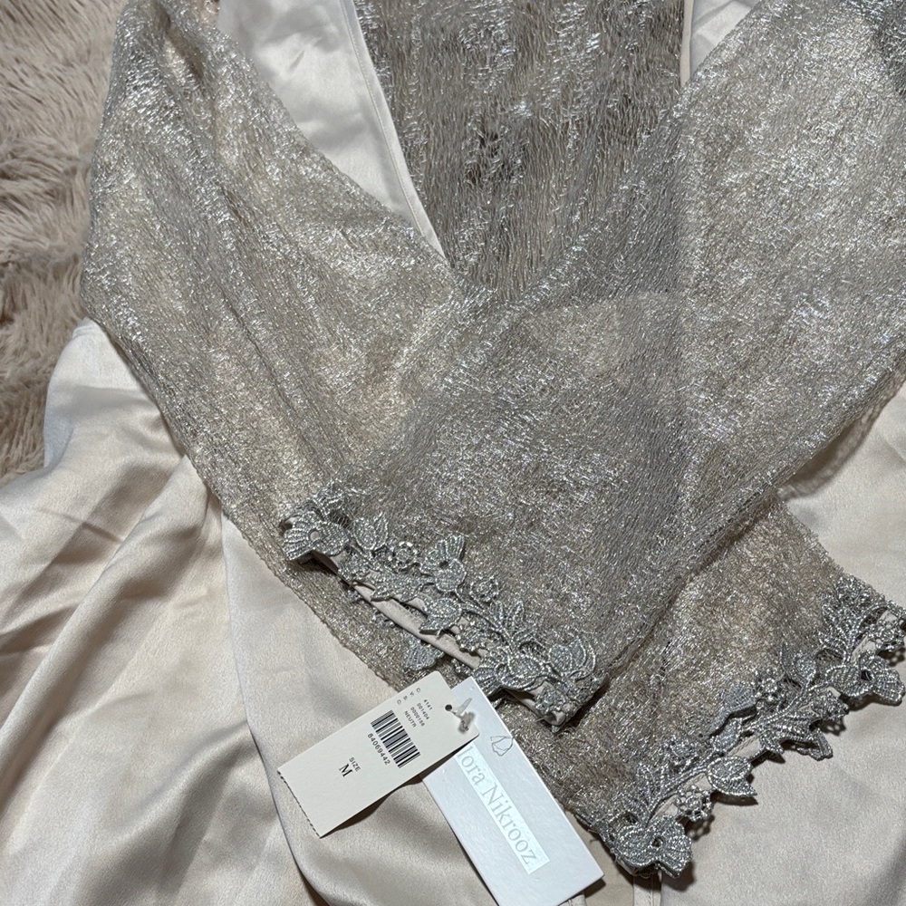 Anthropologie Shimmering Silver Robe - Picture 4 of 8